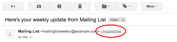 Unsubscribe link in gmail header 