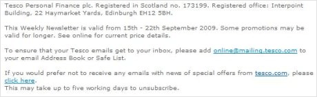 Dubious unsubscribe link