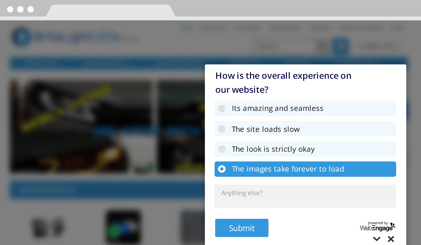 survey UI & fast loading website
