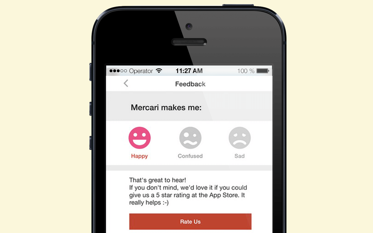 Feedback request through in-app message 