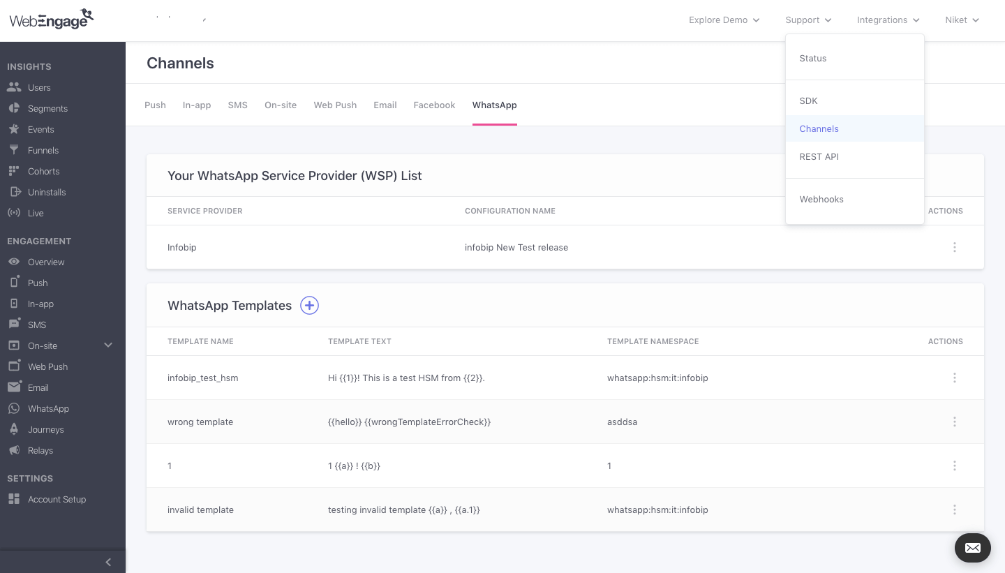 WebEngage Dashboard
