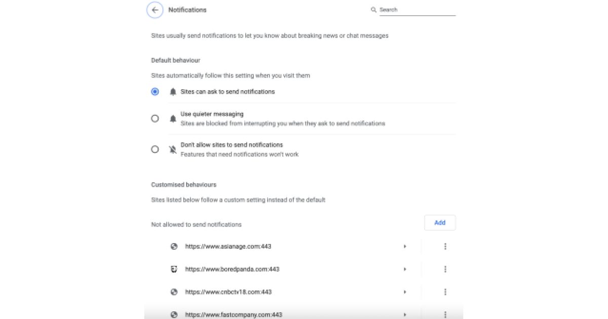 Push notification - Google Chrome