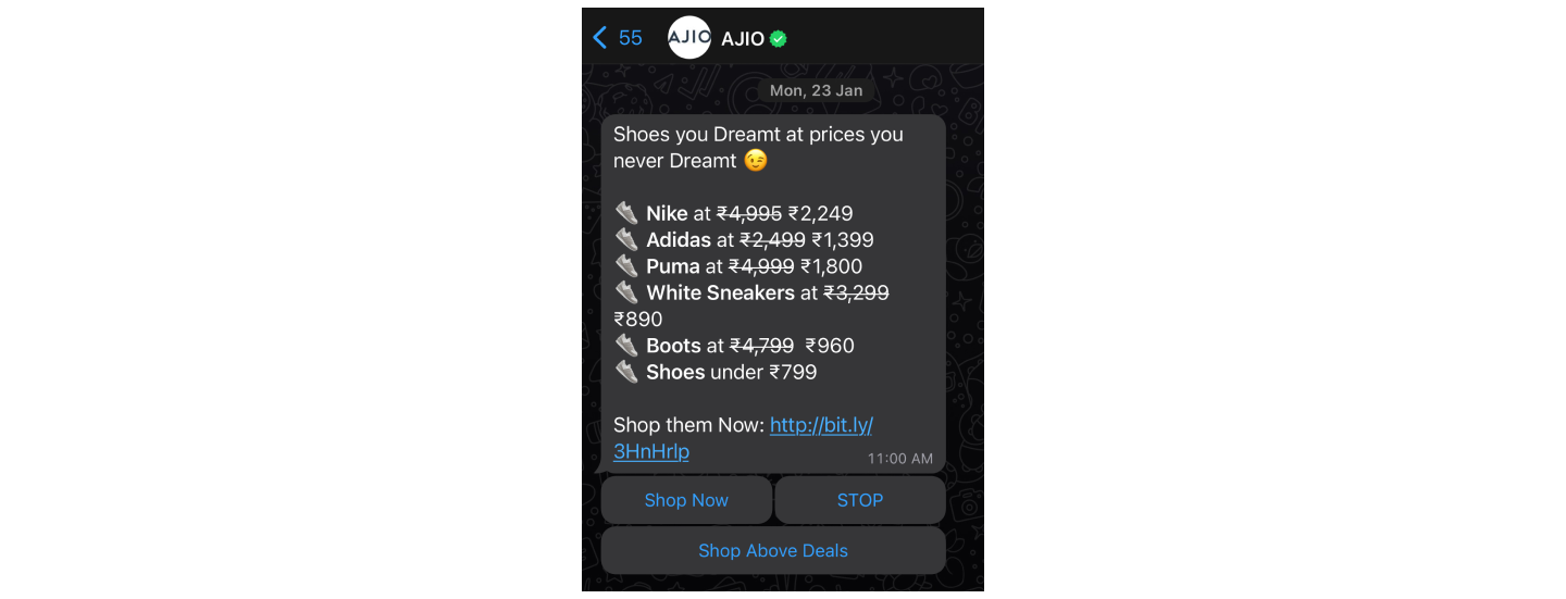 WhatsApp Marketing Ideas | Ajio