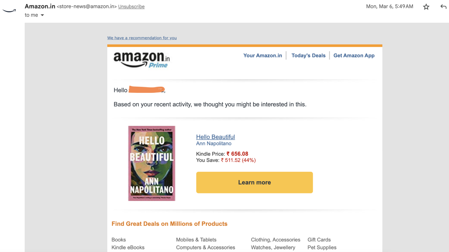 Personalize emails to nurture relationships and build trust - Amazon for email marketing