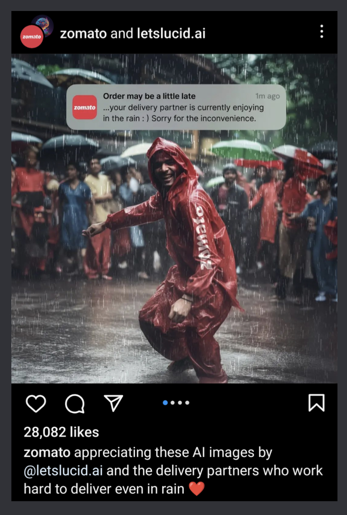 Zomato AI-generated images delivery partners