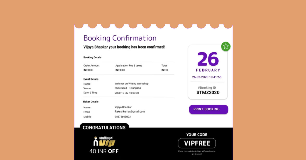 Booking Confirmation and Details with drip campaigns