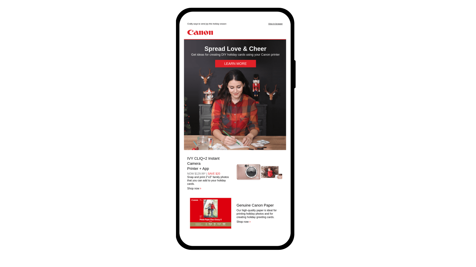 Here’s an email that Canon sends to customers